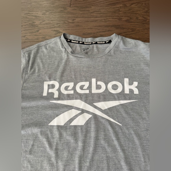 Reebok Mens Large Intersect  Race Athletic Sports Training  logo top  shirt Gray - Picture 7 of 9